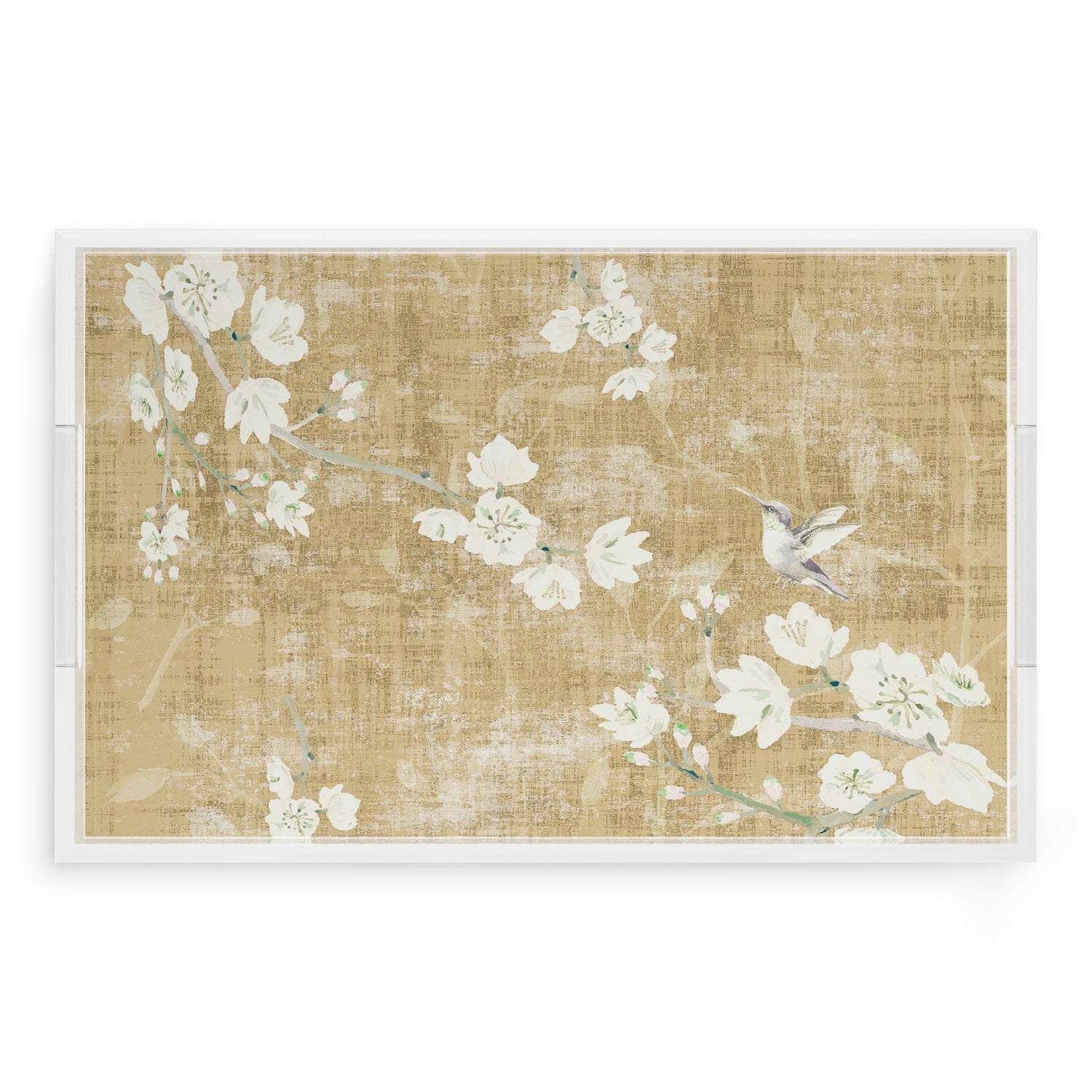 Blossom Fantasia Gold 22.5X14.5 Acrylic Tray - nicolettemayer.com
