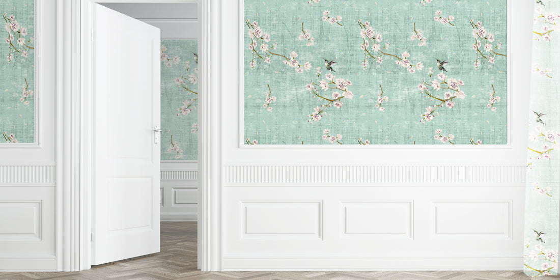 Blossom Fantasia Laduree Grasscloth Printed Wallpaper