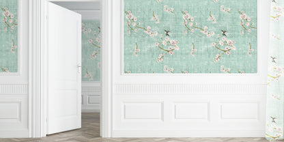 Blossom Fantasia Laduree Grasscloth Printed Wallpaper