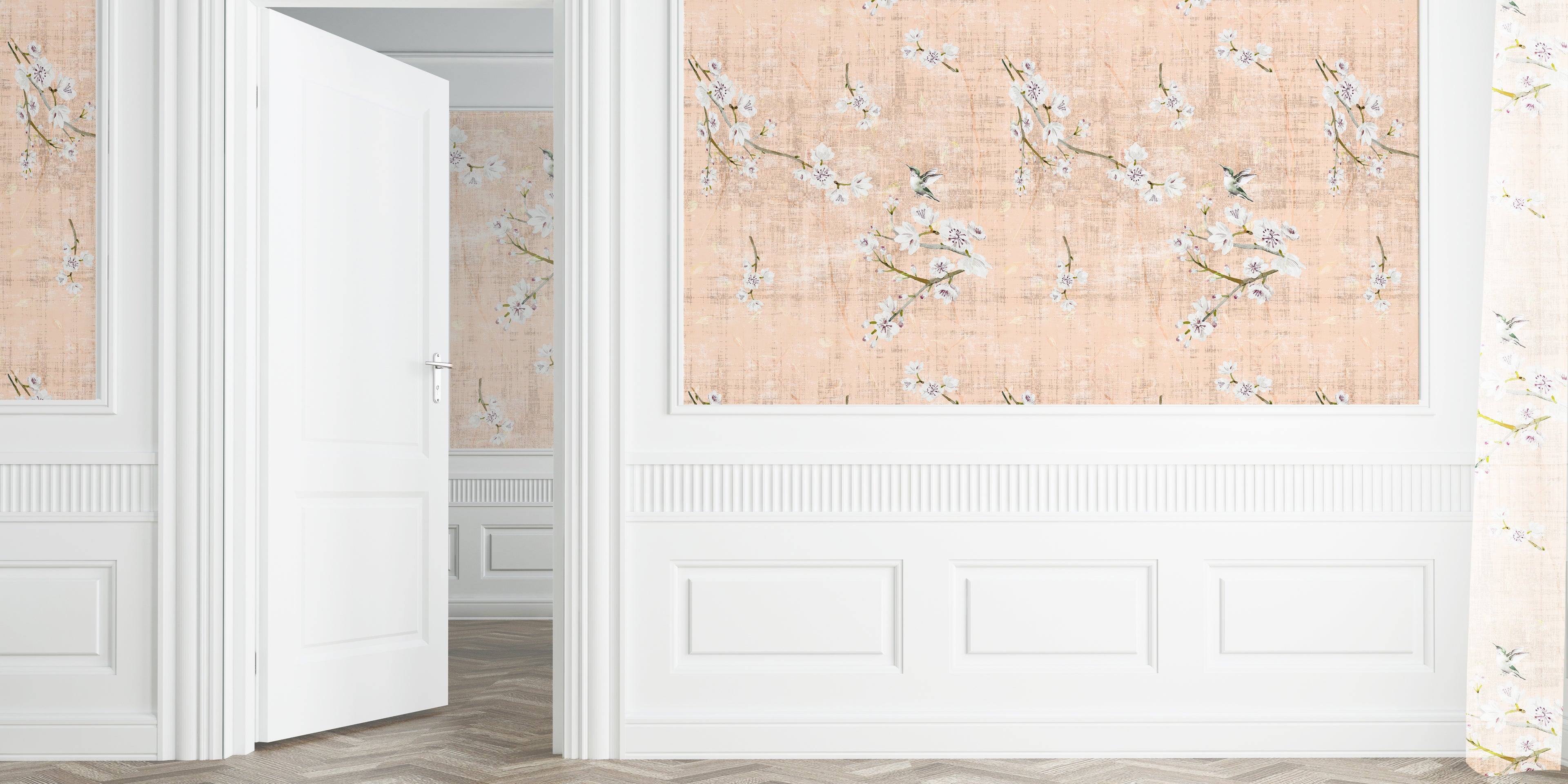 Blossom Fantasia Romance Grasscloth Printed Wallpaper