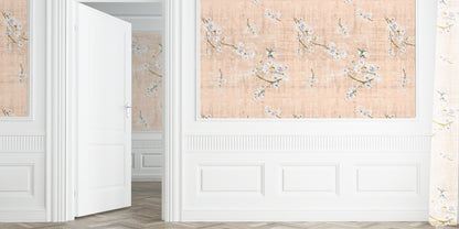 Blossom Fantasia Romance Grasscloth Printed Wallpaper