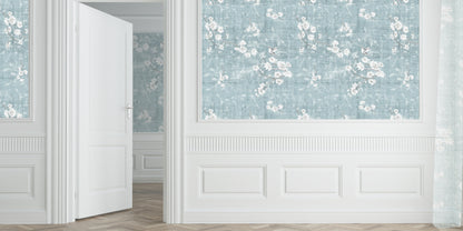 Blossom Fantasia Slate Grasscloth Printed Wallpaper