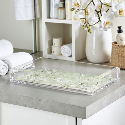 Blossom Fantasia Celadon Acrylic Rectangle Decorative Tray - nicolettemayer.com