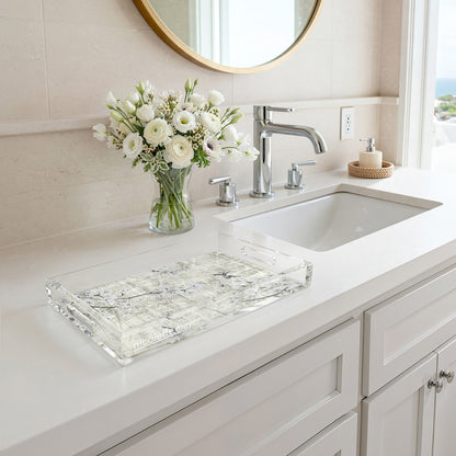 Blossom Fantasia Ivory 17X10.5 Acrylic Tray - nicolettemayer.com
