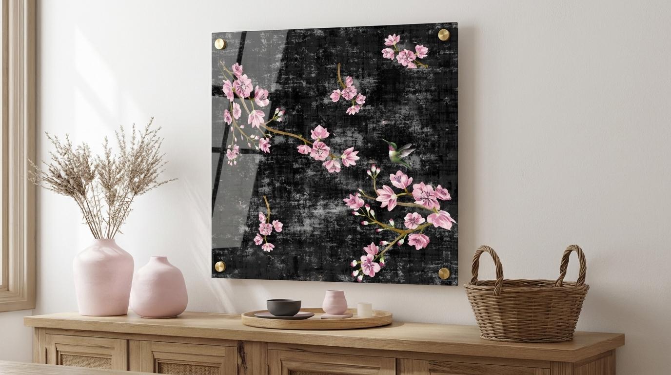 Blossom Fantasia Black Pink – 36x36" Modern Acrylic Wall Art - nicolettemayer.com