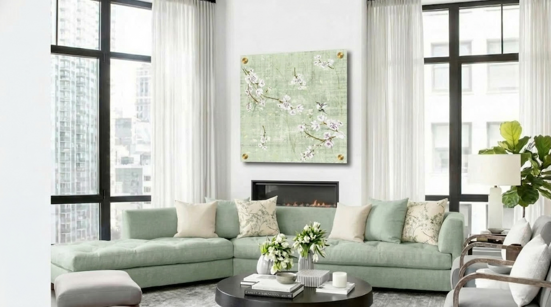 Blossom Fantasia Celadon – 36x36" Modern Acrylic Wall Art - nicolettemayer.com