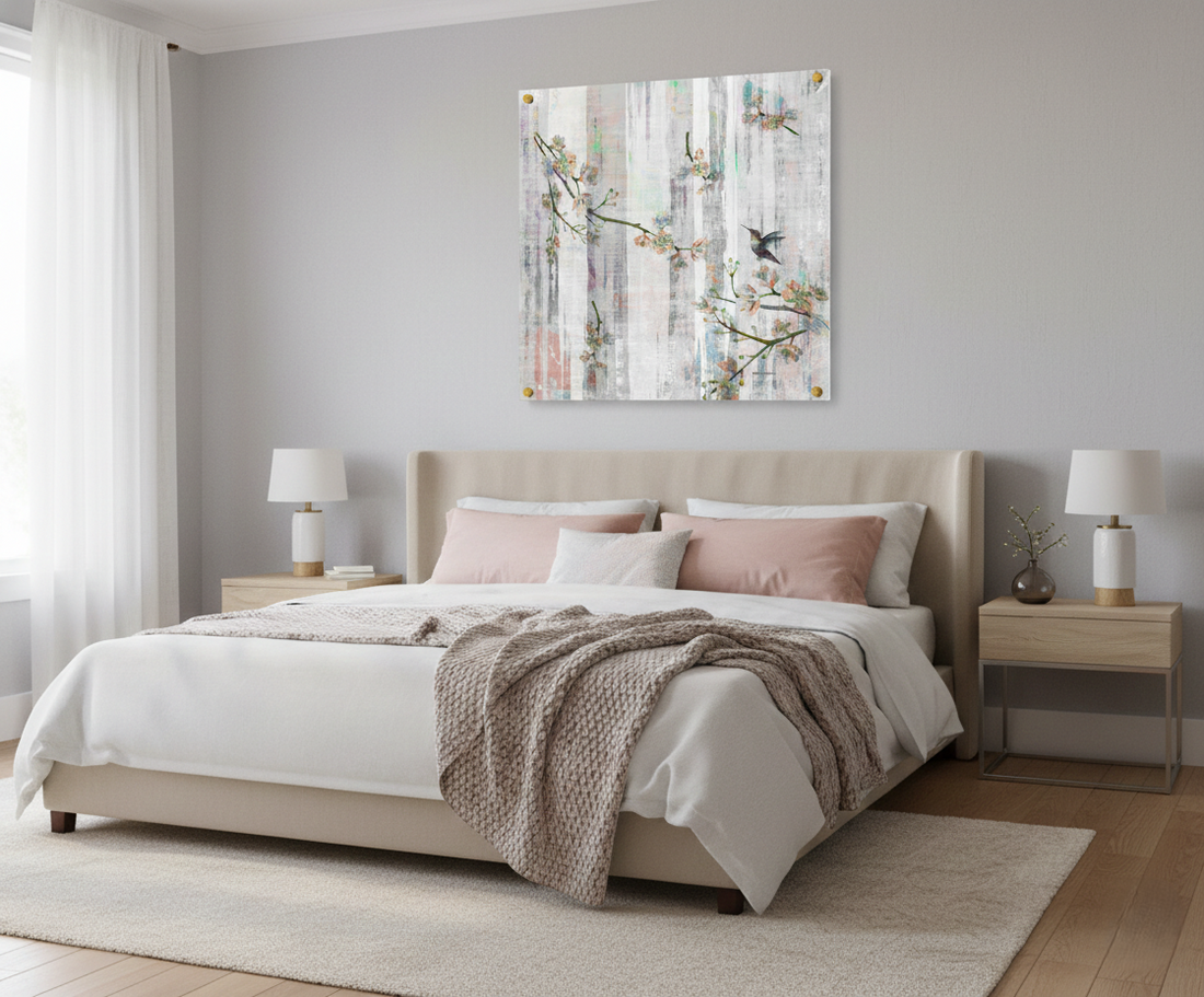 Blossom Fantasia Mandarin Tangerine – Décoration murale moderne en acrylique 36 x 36 po