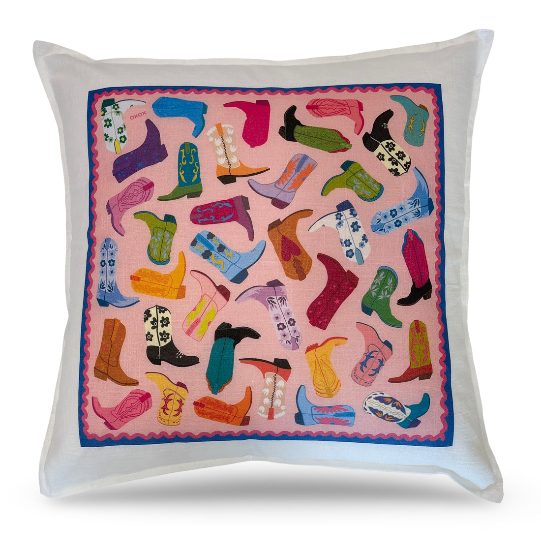 Boot Love XOXO 22x22 White Flange Pillow