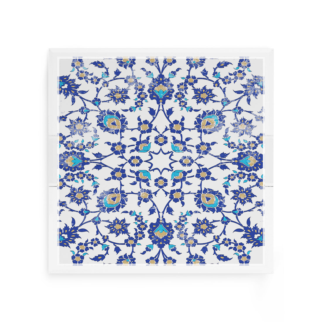 Bosphorus Blue White 12X12 Acrylic Tray - nicolettemayer.com
