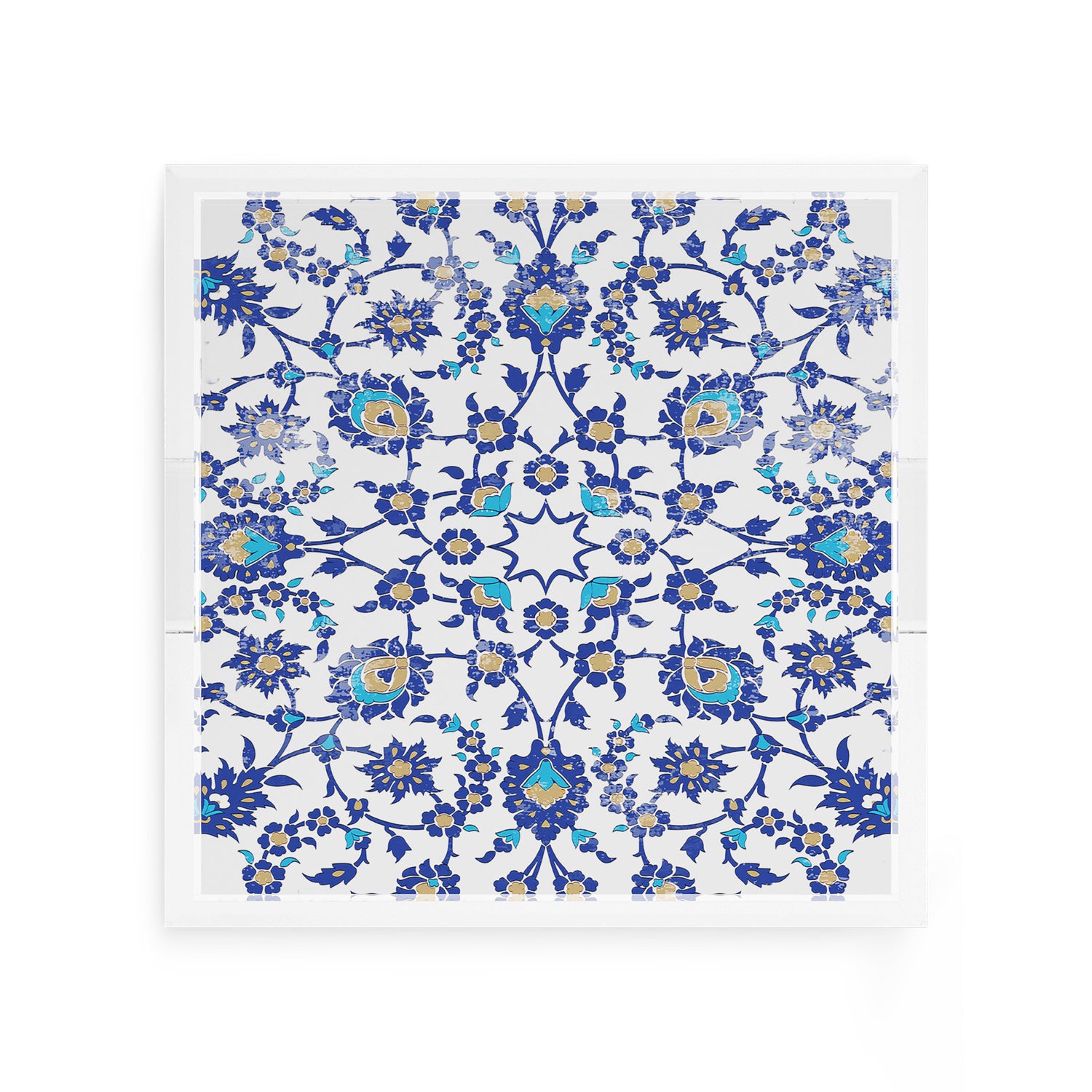 Bosphorus Blue White 12X12 Acrylic Tray - nicolettemayer.com
