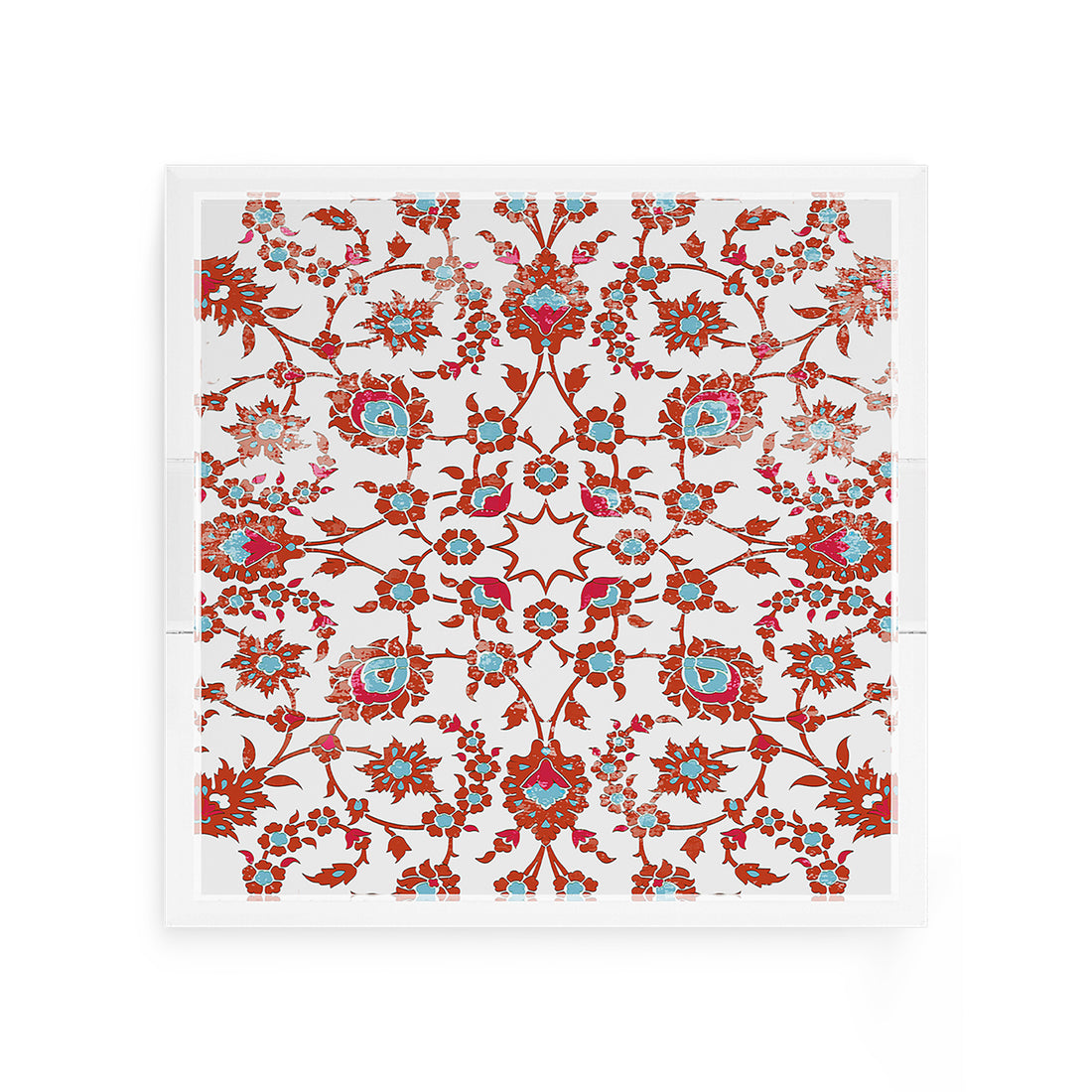 Bosphorus Red Turquoise 12X12 Acrylic Tray - nicolettemayer.com
