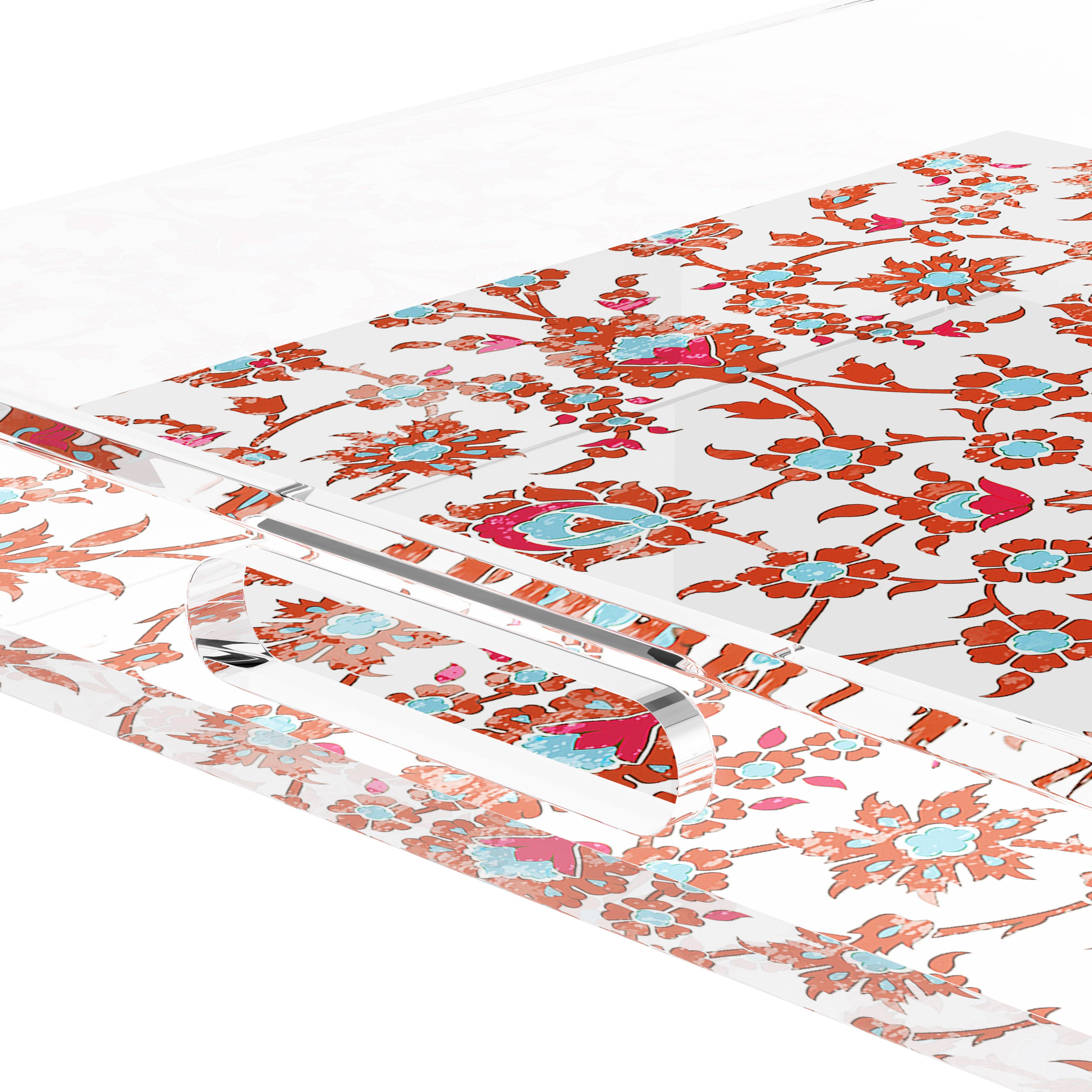 Bosphorus Red Turquoise 12X12 Acrylic Tray - nicolettemayer.com
