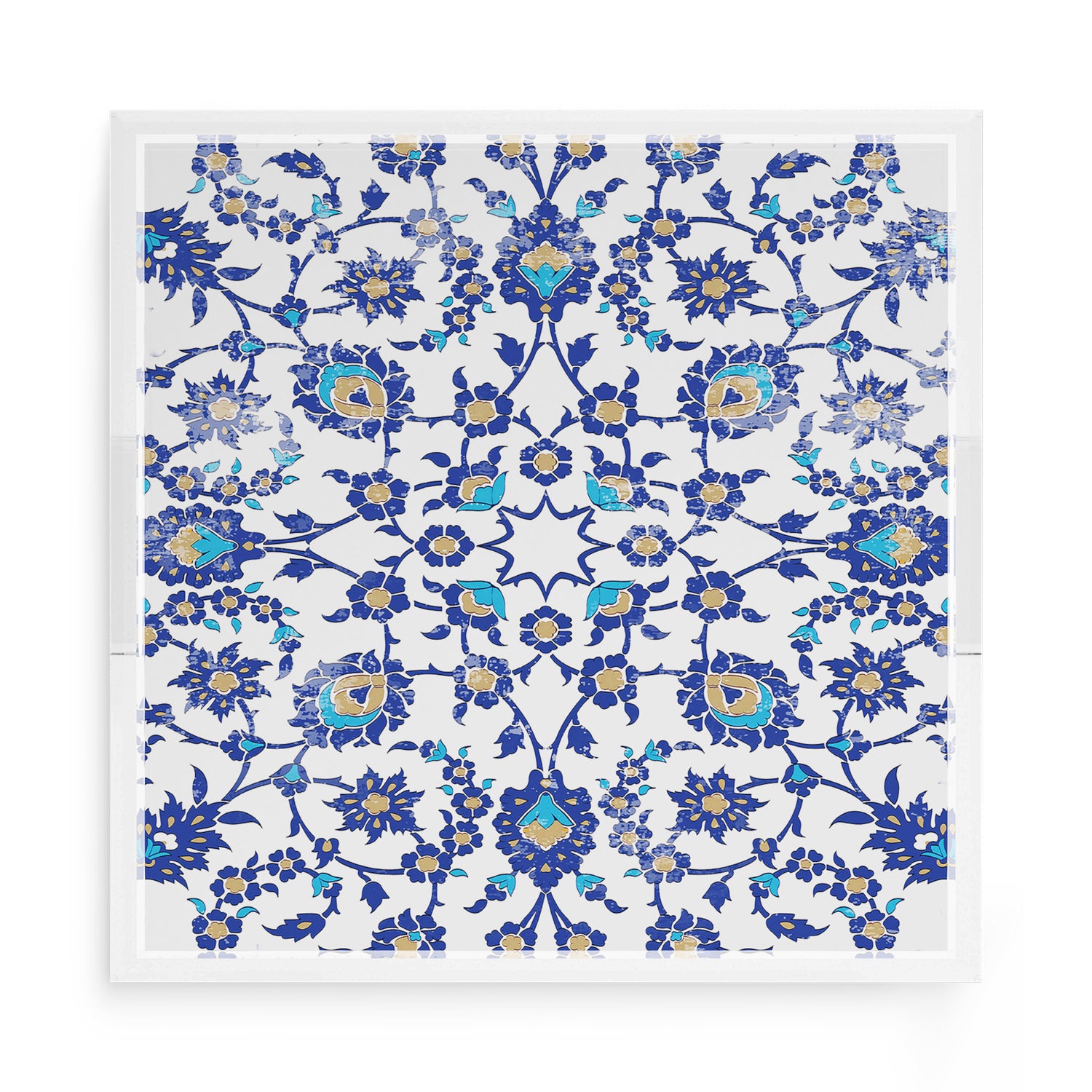 Bosphorus Blue White 15X15 Acrylic Tray - nicolettemayer.com
