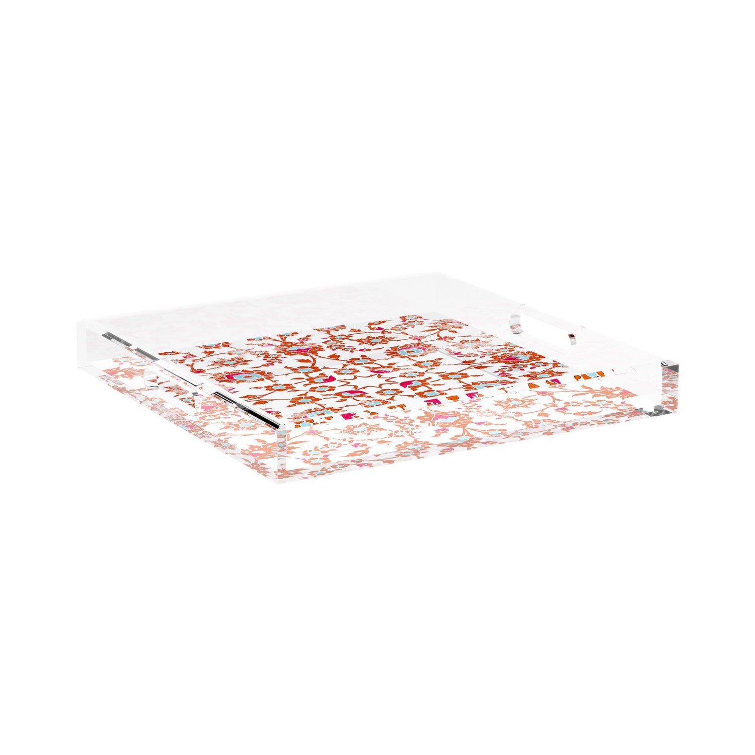 Bosphorus Red Turquoise 15X15 Acrylic Tray - nicolettemayer.com
