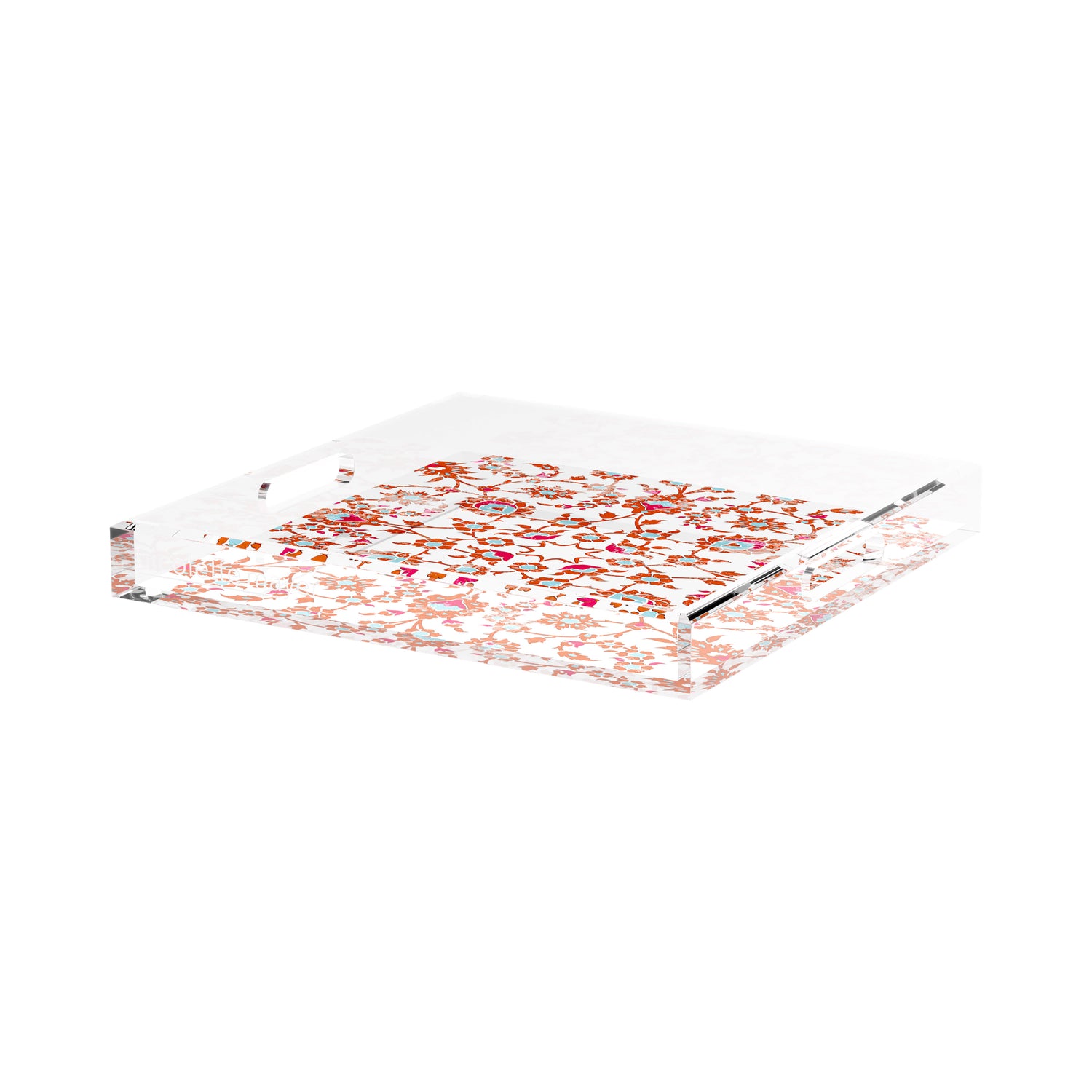 Bosphorus Red Turquoise 15X15 Acrylic Tray - nicolettemayer.com
