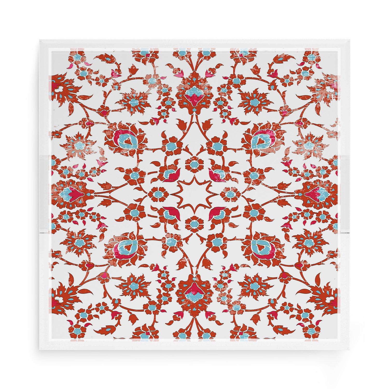 Bosphorus Red Turquoise 15X15 Acrylic Tray - nicolettemayer.com
