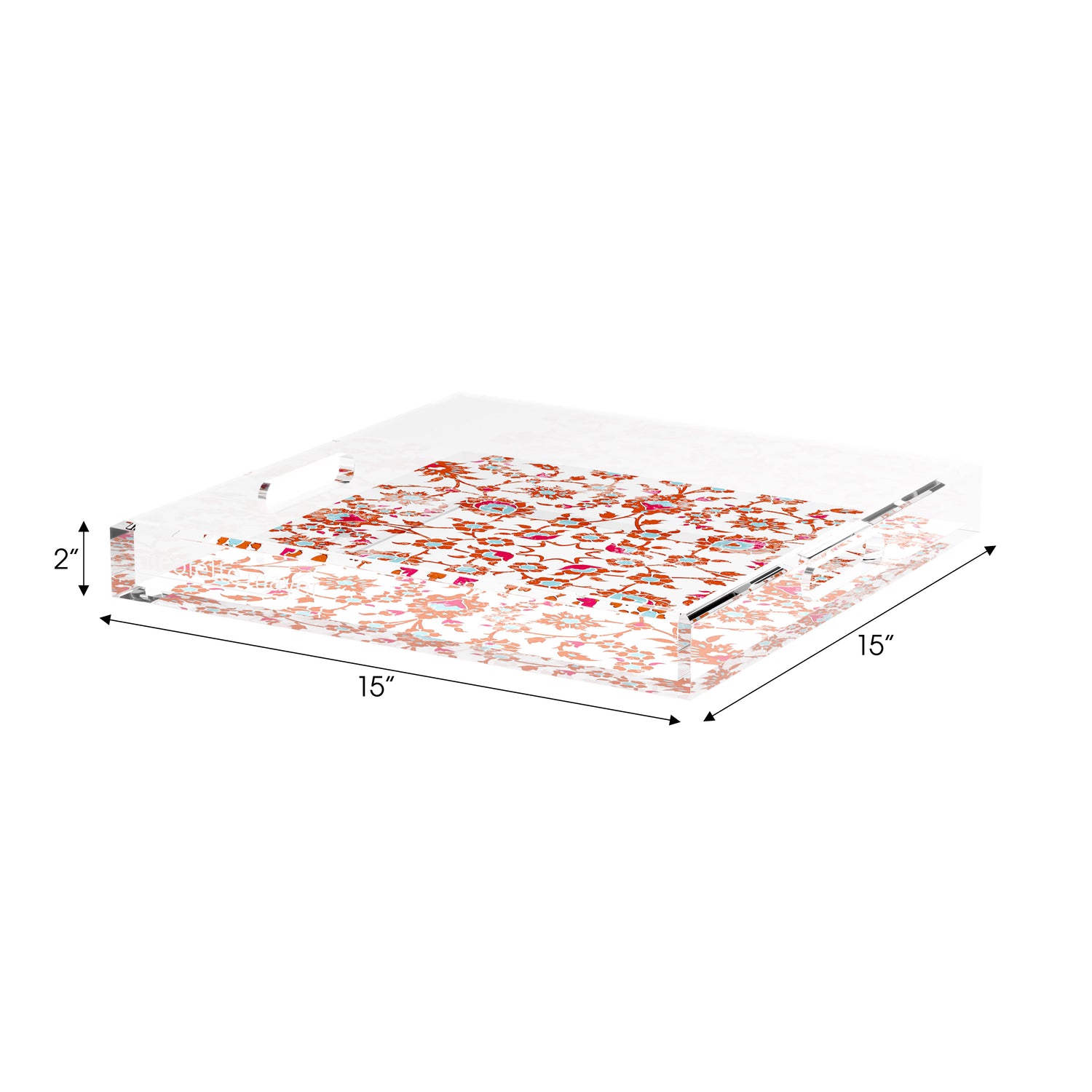 Bosphorus Red Turquoise 15X15 Acrylic Tray - nicolettemayer.com
