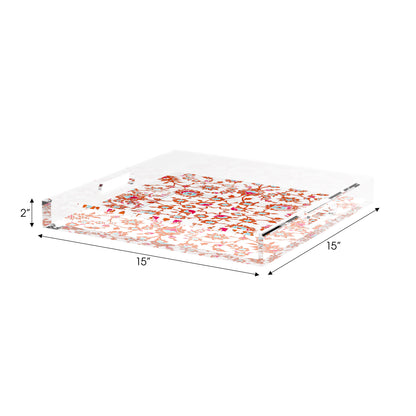 Bosphorus Red Turquoise 15X15 Acrylic Tray - nicolettemayer.com
