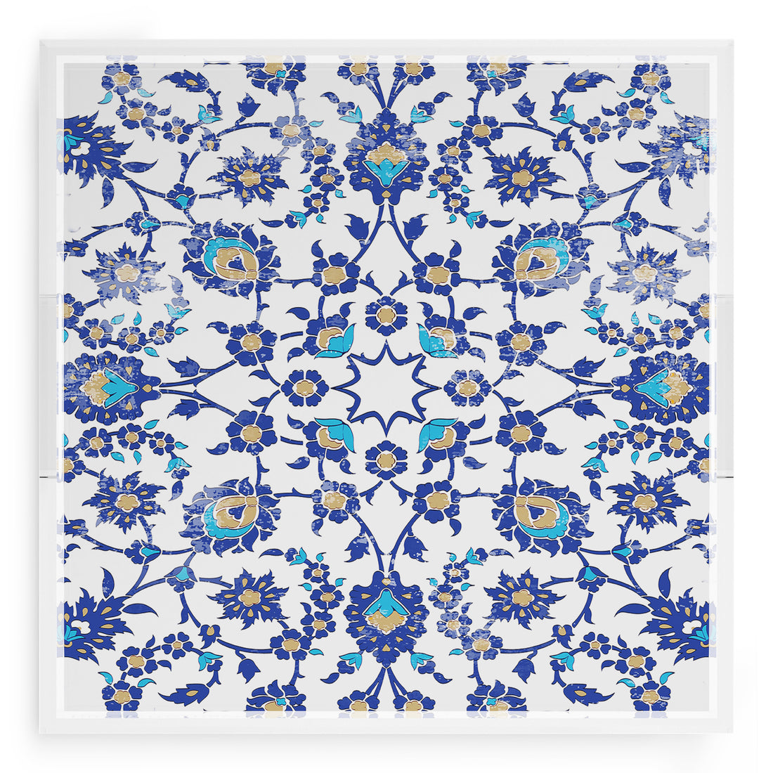 Bosphorus Blue White 18X18 Acrylic Tray - nicolettemayer.com
