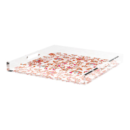 Bosphorus Red Turquoise 18X18 Acrylic Tray - nicolettemayer.com
