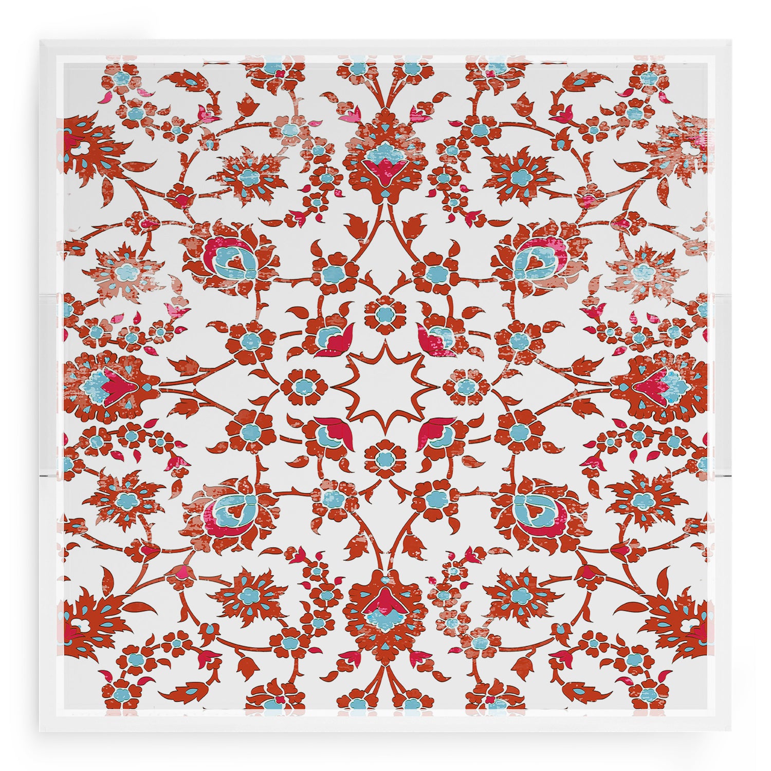 Bosphorus Red Turquoise 18X18 Acrylic Tray - nicolettemayer.com
