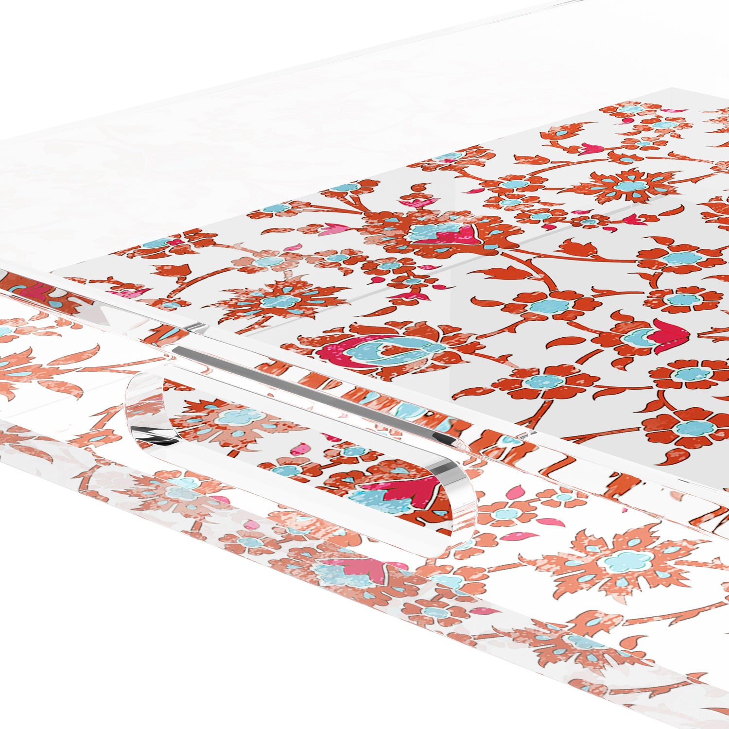 Bosphorus Red Turquoise 18X18 Acrylic Tray - nicolettemayer.com
