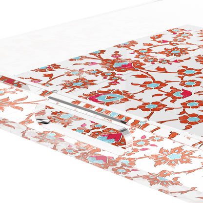 Bosphorus Red Turquoise 18X18 Acrylic Tray - nicolettemayer.com
