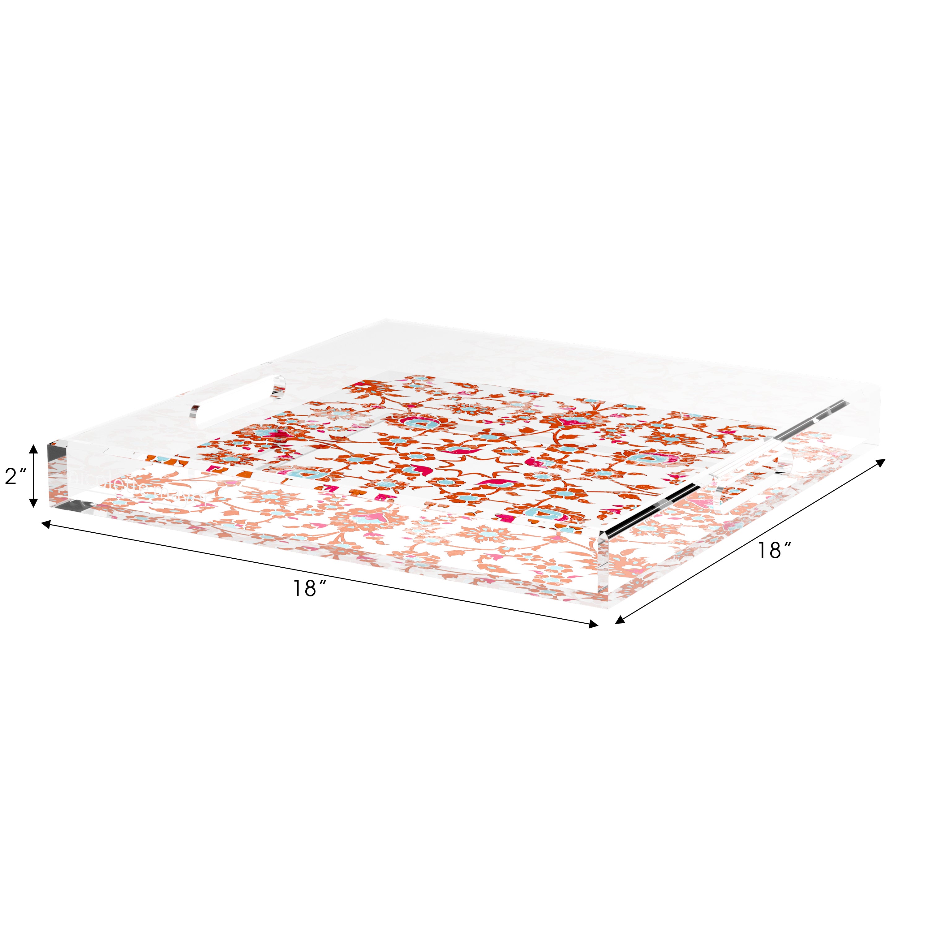 Bosphorus Red Turquoise 18X18 Acrylic Tray - nicolettemayer.com
