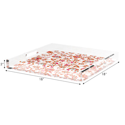 Bosphorus Red Turquoise 18X18 Acrylic Tray - nicolettemayer.com
