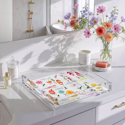 Botanicals White 12X12 Acrylic Tray - nicolettemayer.com
