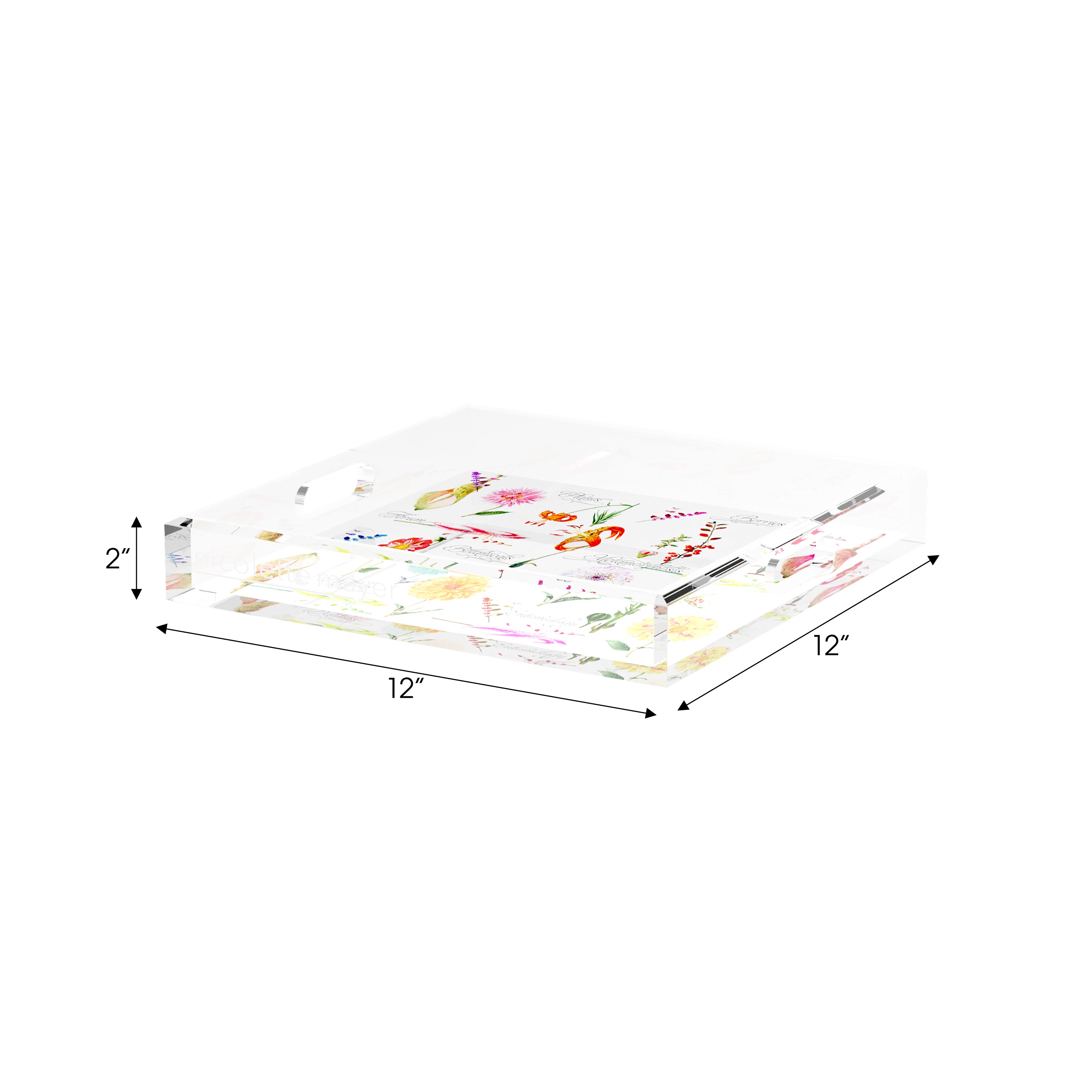 Botanicals White 12X12 Acrylic Tray - nicolettemayer.com
