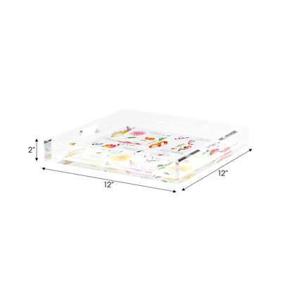 Botanicals White 12X12 Acrylic Tray - nicolettemayer.com
