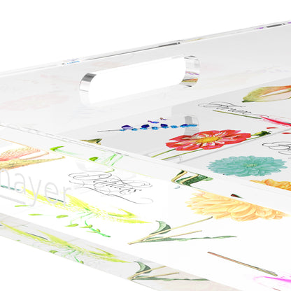 Botanicals White 15X15 Acrylic Tray - nicolettemayer.com
