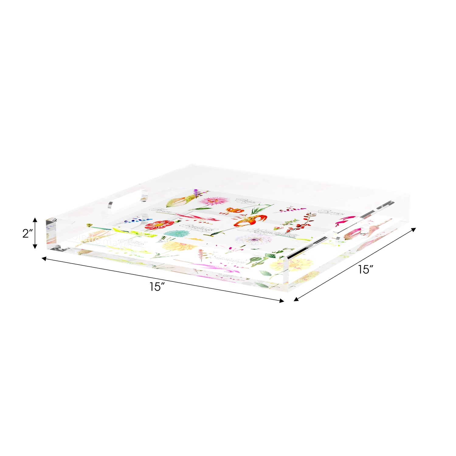 Botanicals White 15X15 Acrylic Tray - nicolettemayer.com
