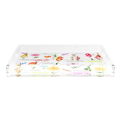 Botanicals White 18X18 Acrylic Tray - nicolettemayer.com
