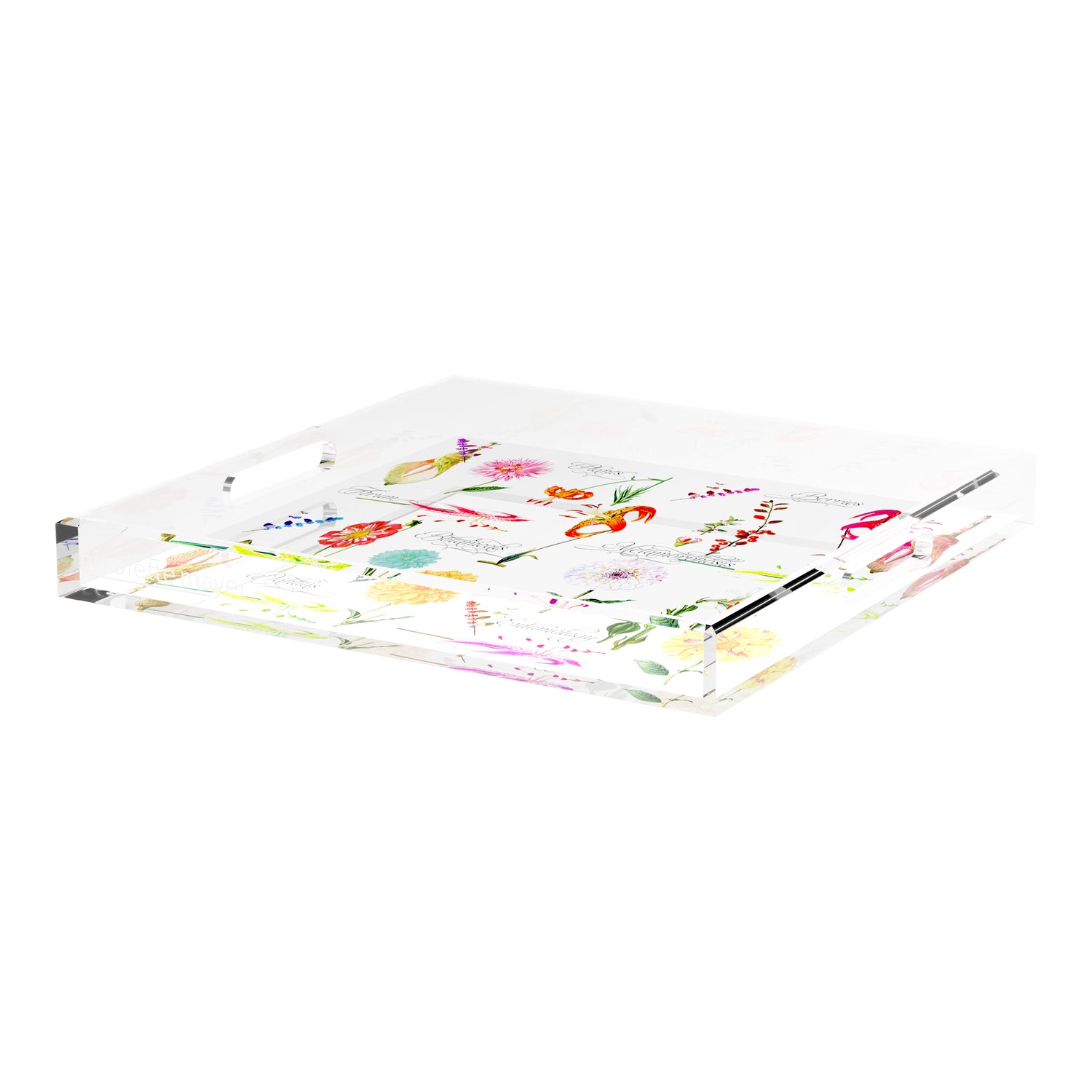 Botanicals White 18X18 Acrylic Tray - nicolettemayer.com
