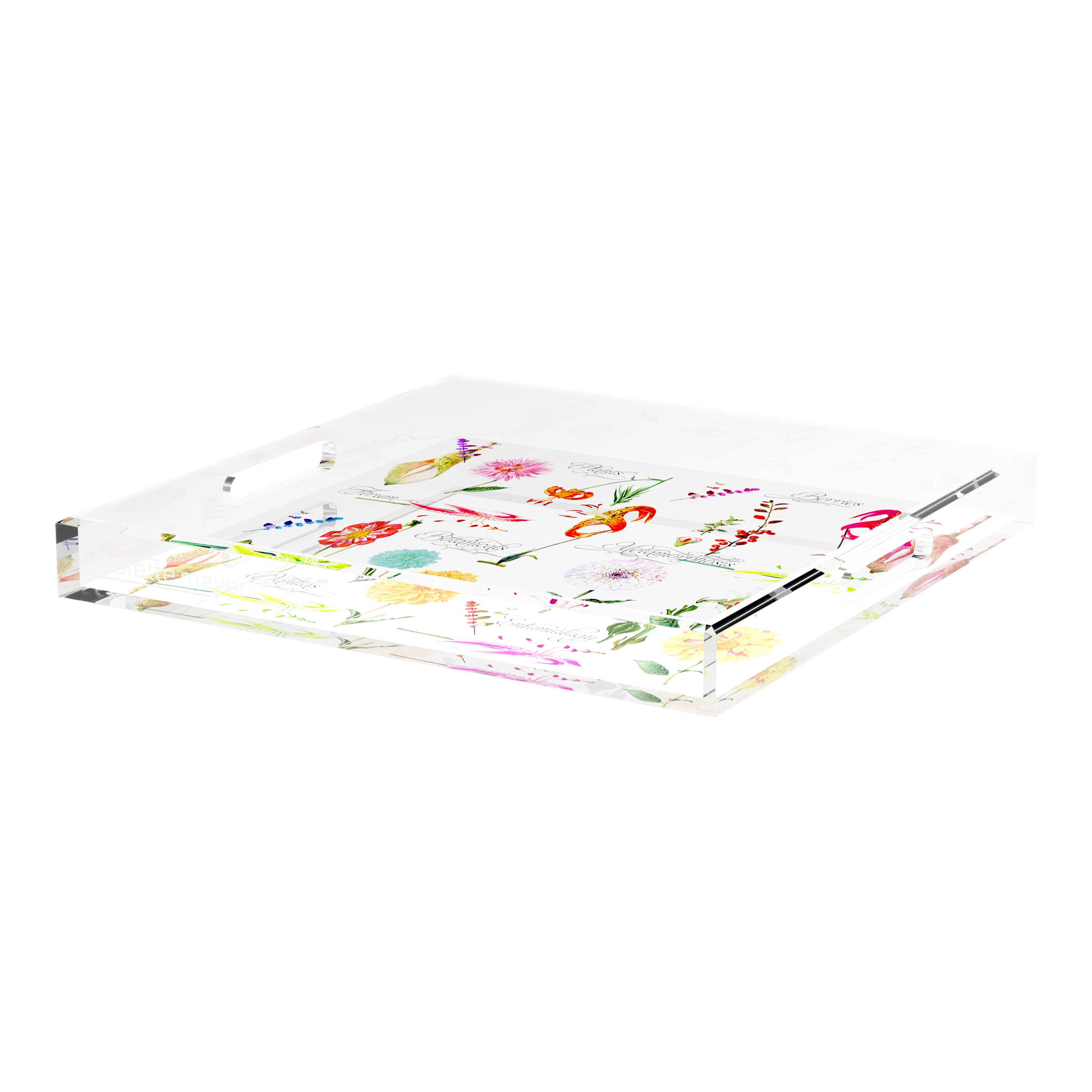 Botanicals White 18X18 Acrylic Tray - nicolettemayer.com
