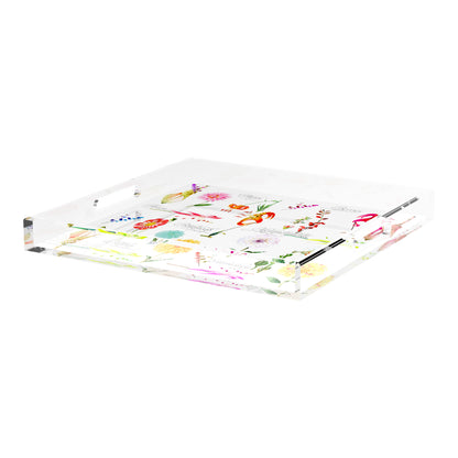 Botanicals White 18X18 Acrylic Tray - nicolettemayer.com
