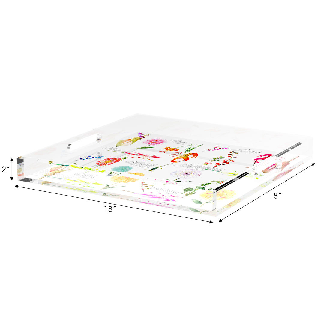 Botanicals White 18X18 Acrylic Tray - nicolettemayer.com
