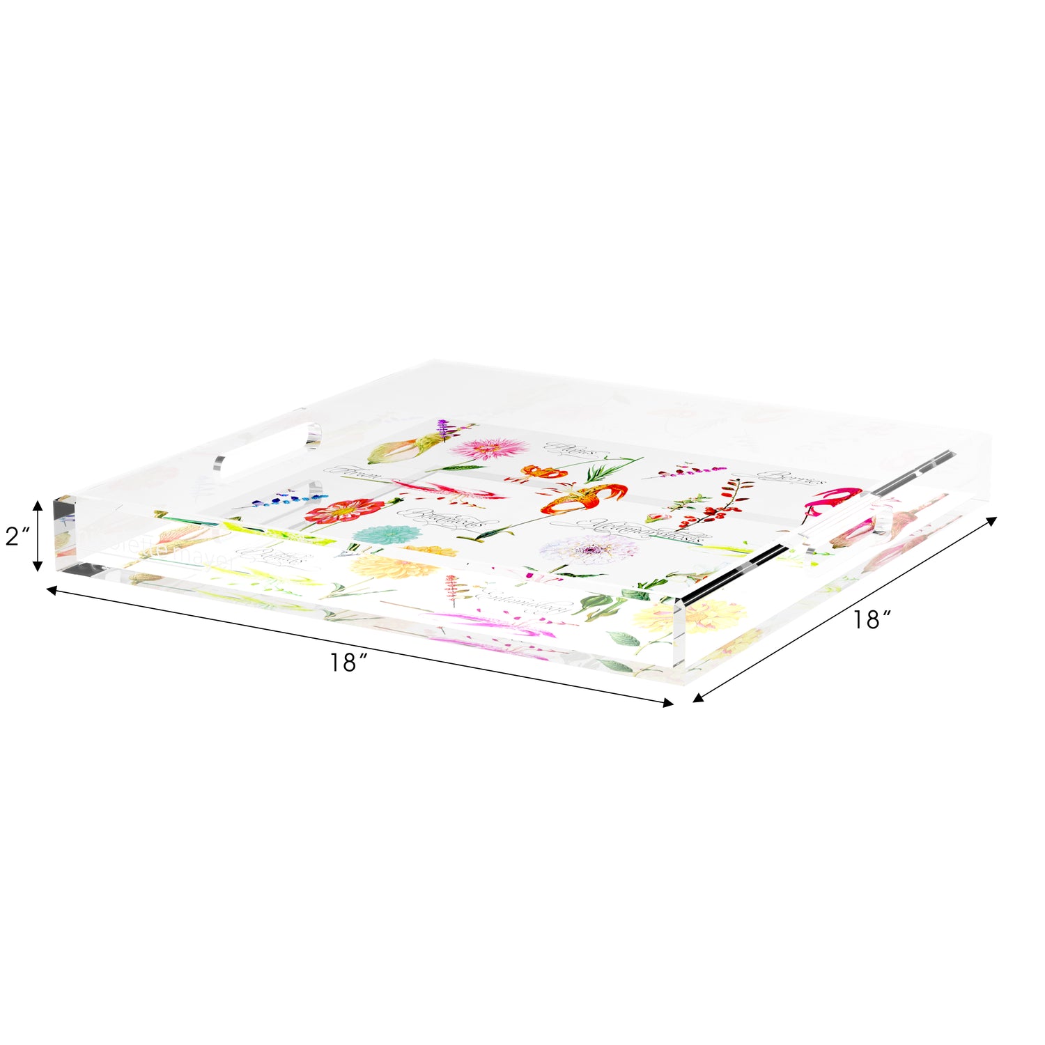 Botanicals White 18X18 Acrylic Tray - nicolettemayer.com
