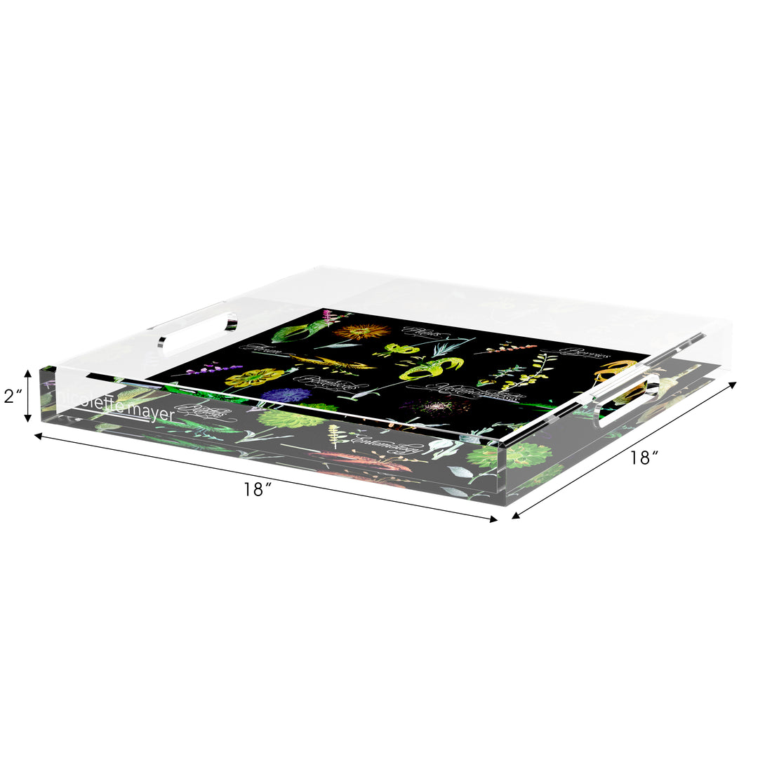 Botanicals Xray Greens 18X18 Acrylic Tray - nicolettemayer.com
