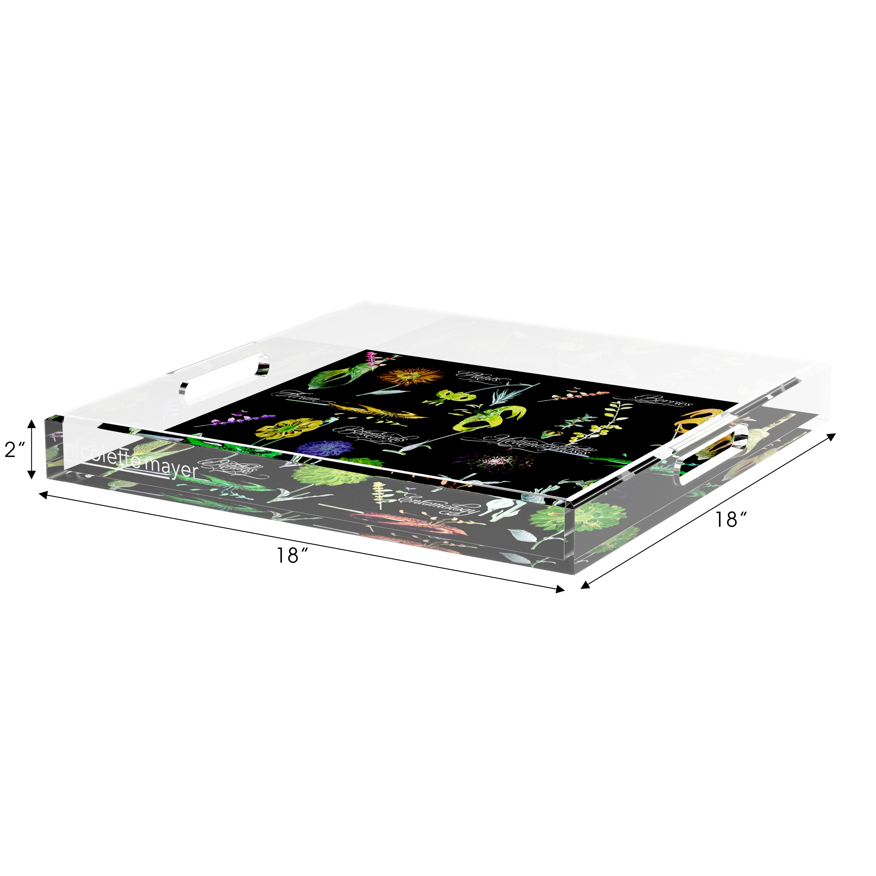 Botanicals Xray Greens 18X18 Acrylic Tray - nicolettemayer.com
