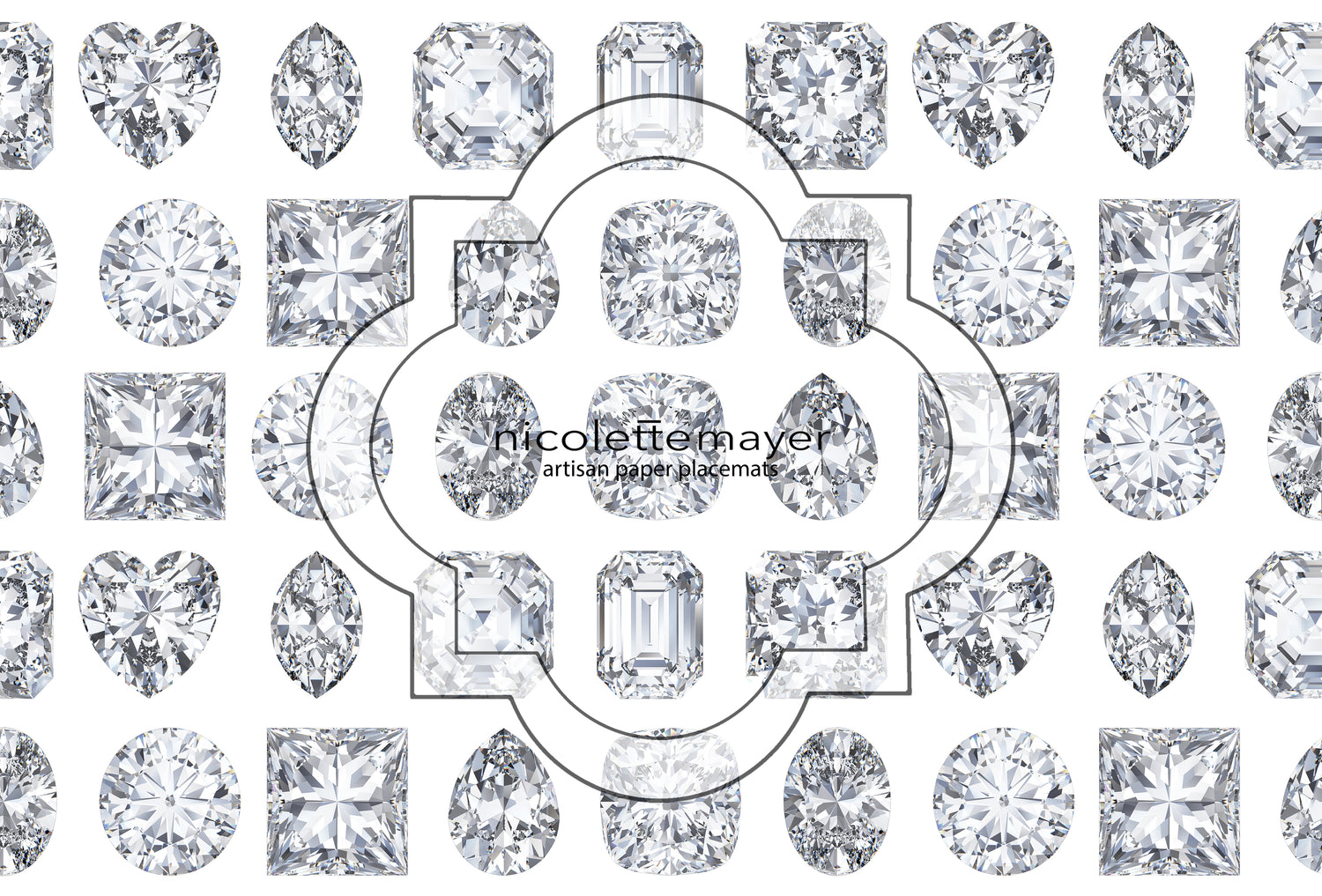 Bougie Diamonds Ice Paper Placemat Pad, One Set Of 24