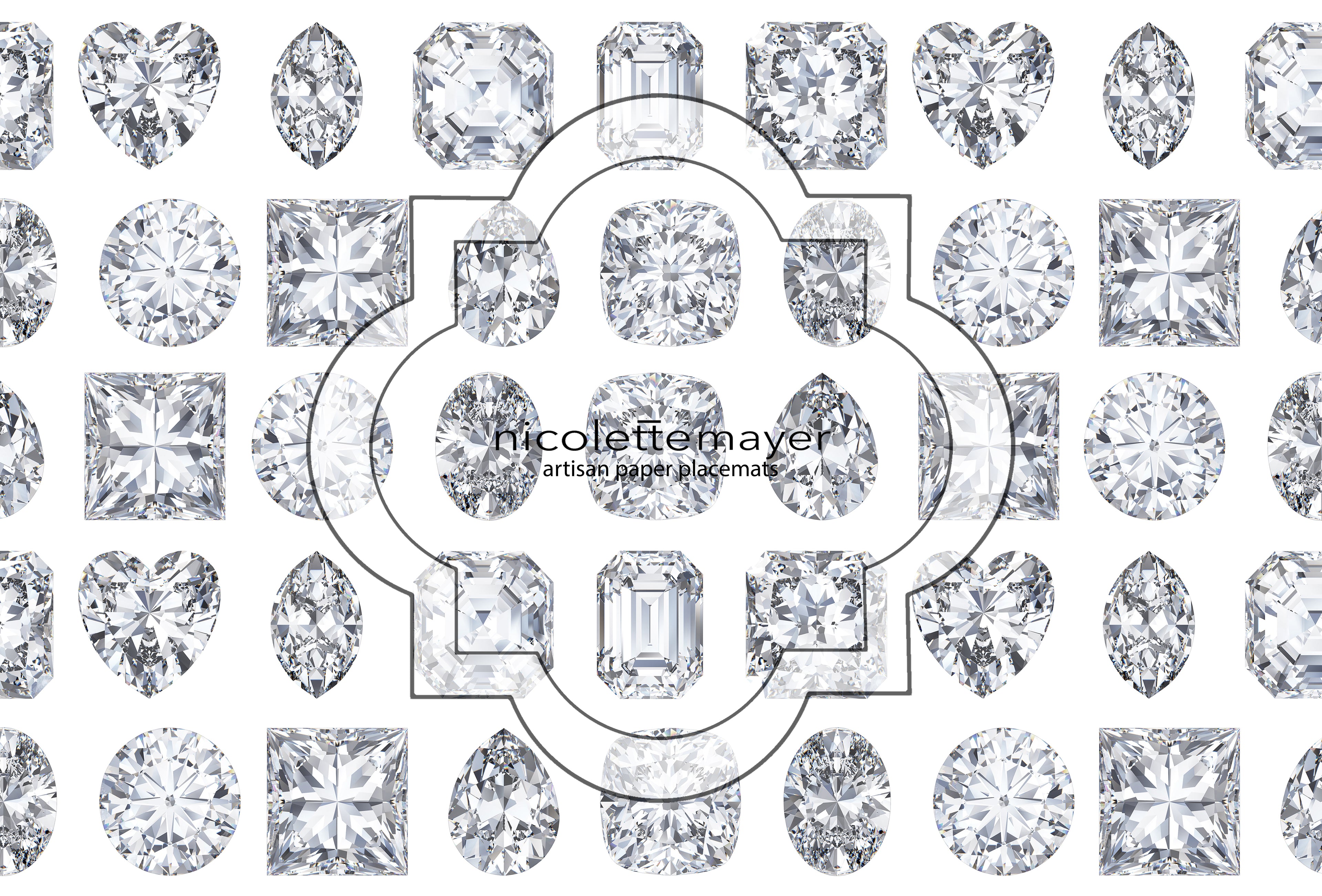 Bougie Diamonds Ice Paper Placemat Pad, One Set Of 24