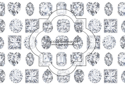 Bougie Diamonds Ice Paper Placemat Pad, One Set Of 24