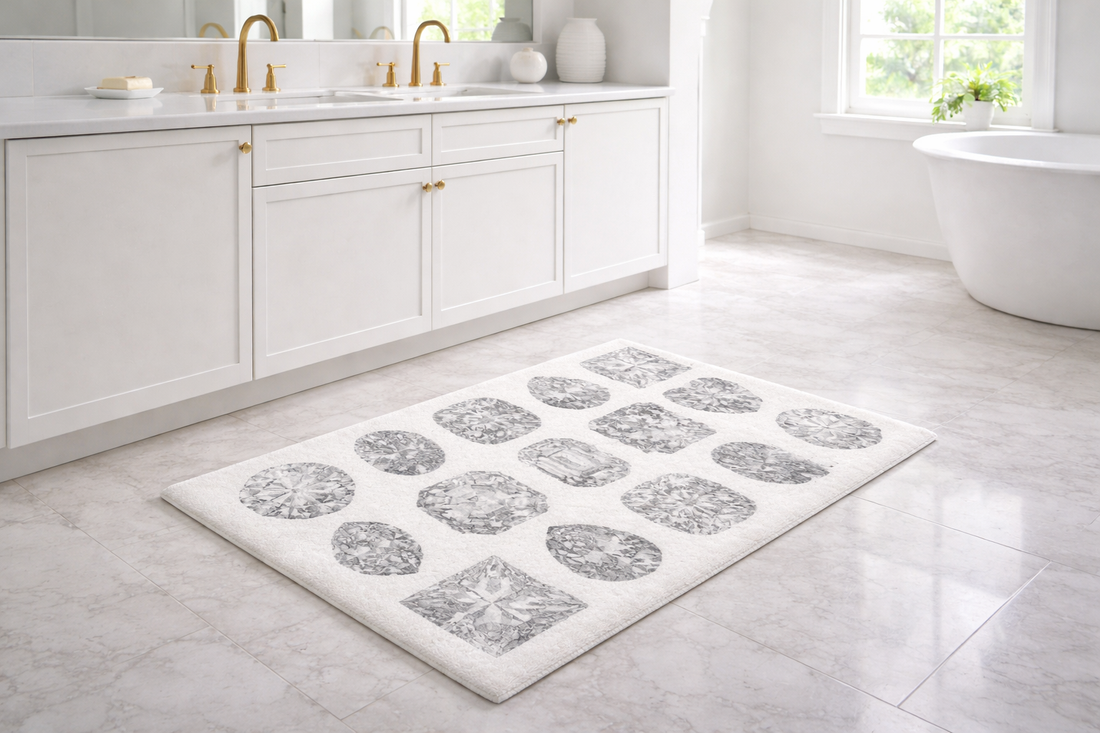 Bougie Diamonds Ice Cloud Rectangle Washable Rug - nicolettemayer.com