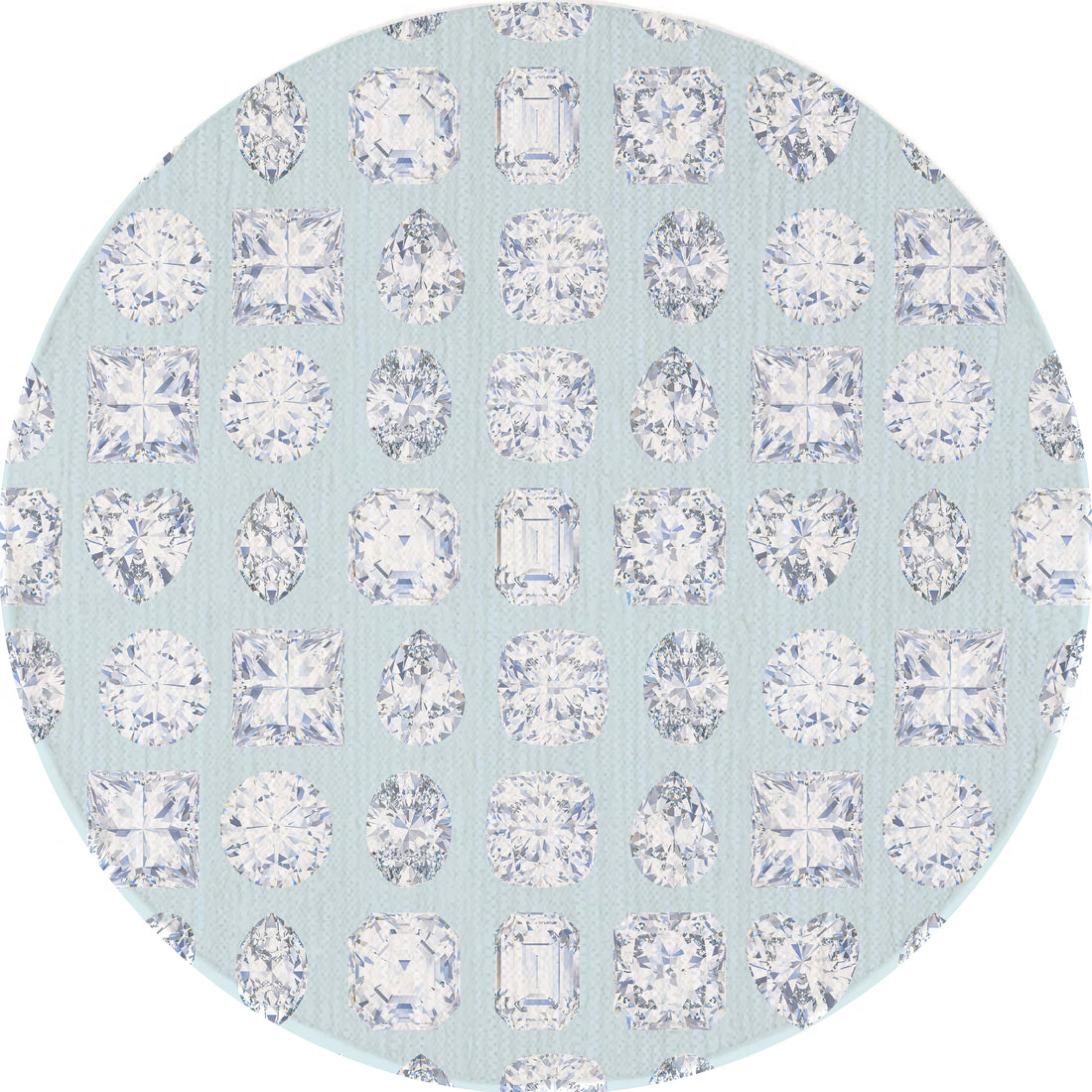 Bougie Diamonds Dove Round Chenille Washable Rug