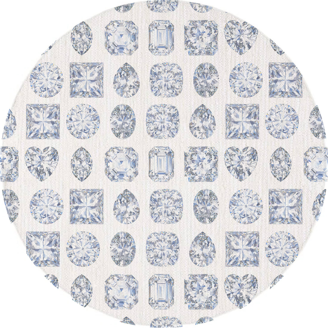 Bougie Diamonds Ice Round Chenille Washable Rug