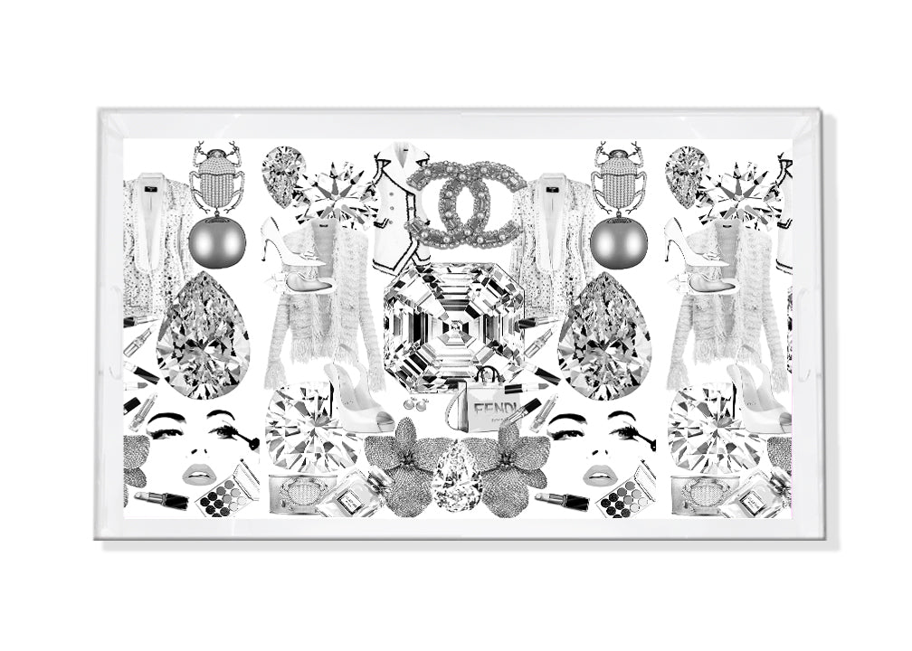 Bougie Women Nuevo Black White Rectangle Acrylic Tray