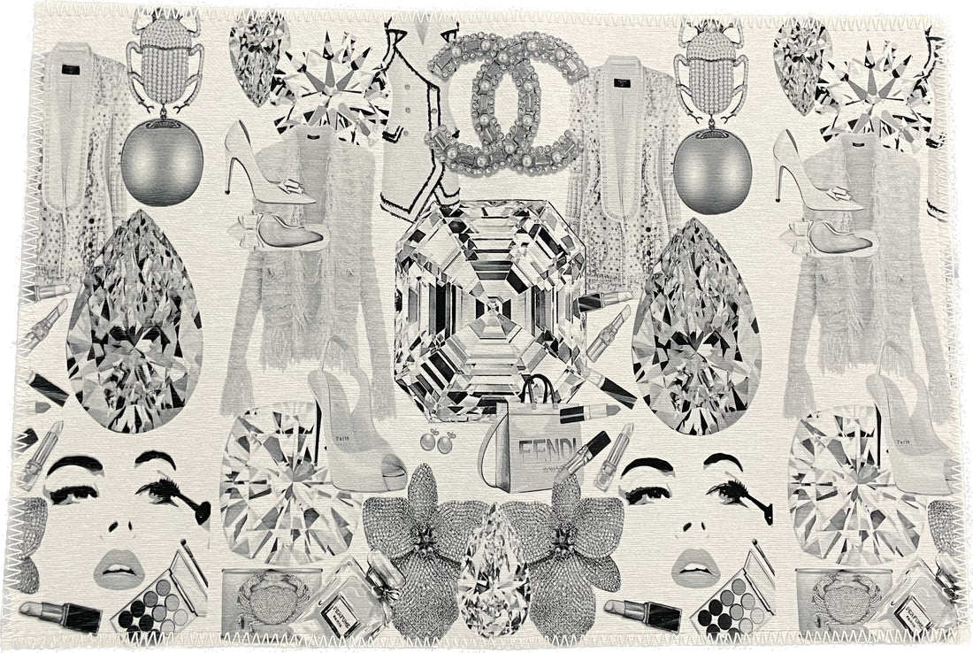 Bougie Women Nuevo Black White Chenille Washables Rug